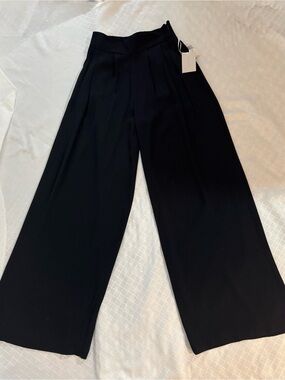 1. State Black Wide-Leg High-Rise Pleated Trousers